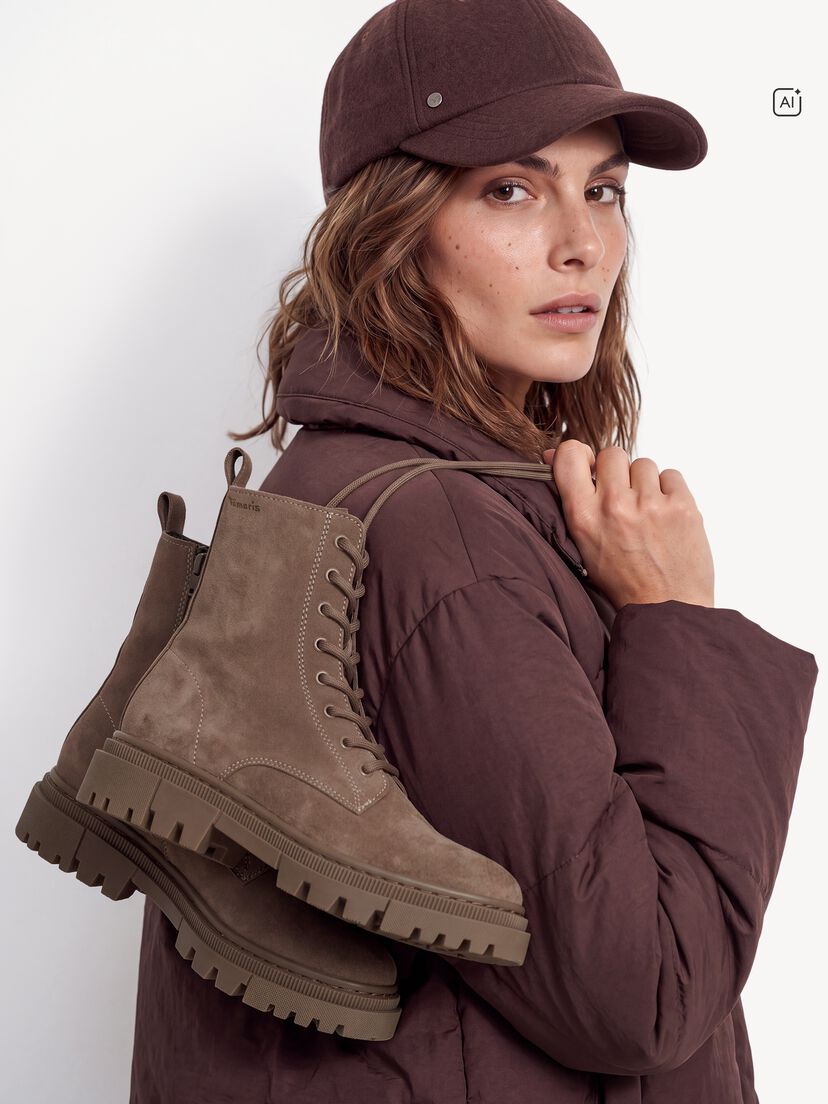 Leren Enkellaarsje - beige, TAUPE, hi-res