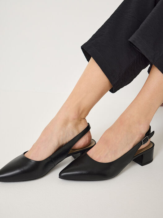 Slingpumps, BLACK LEATHER, hi-res