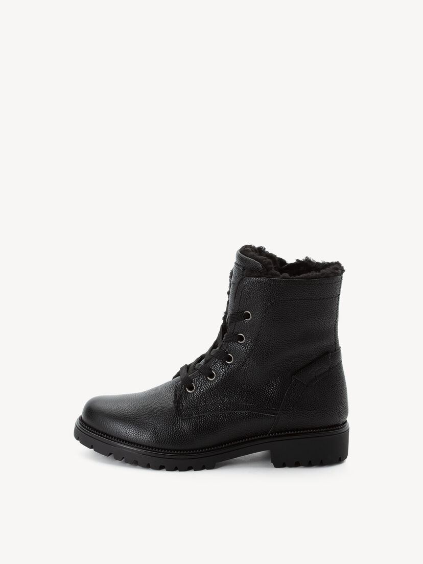 Leren Enkellaarsje - zwart warme voering, BLACK UNI, hi-res