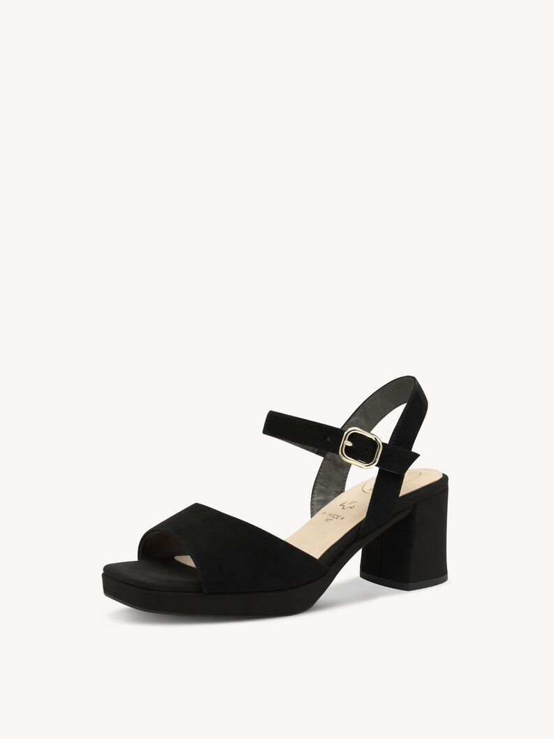 Sandale &agrave; talon en cuir - noir, BLACK SUEDE, hi-res