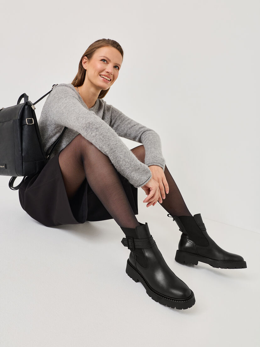 Leren Chelseaboot - zwart, BLACK, hi-res