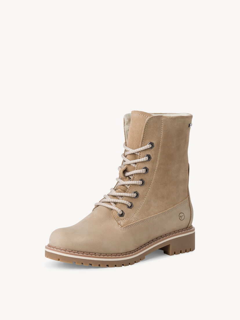 Leren Enkellaarsje - beige warme voering, beige, hi-res