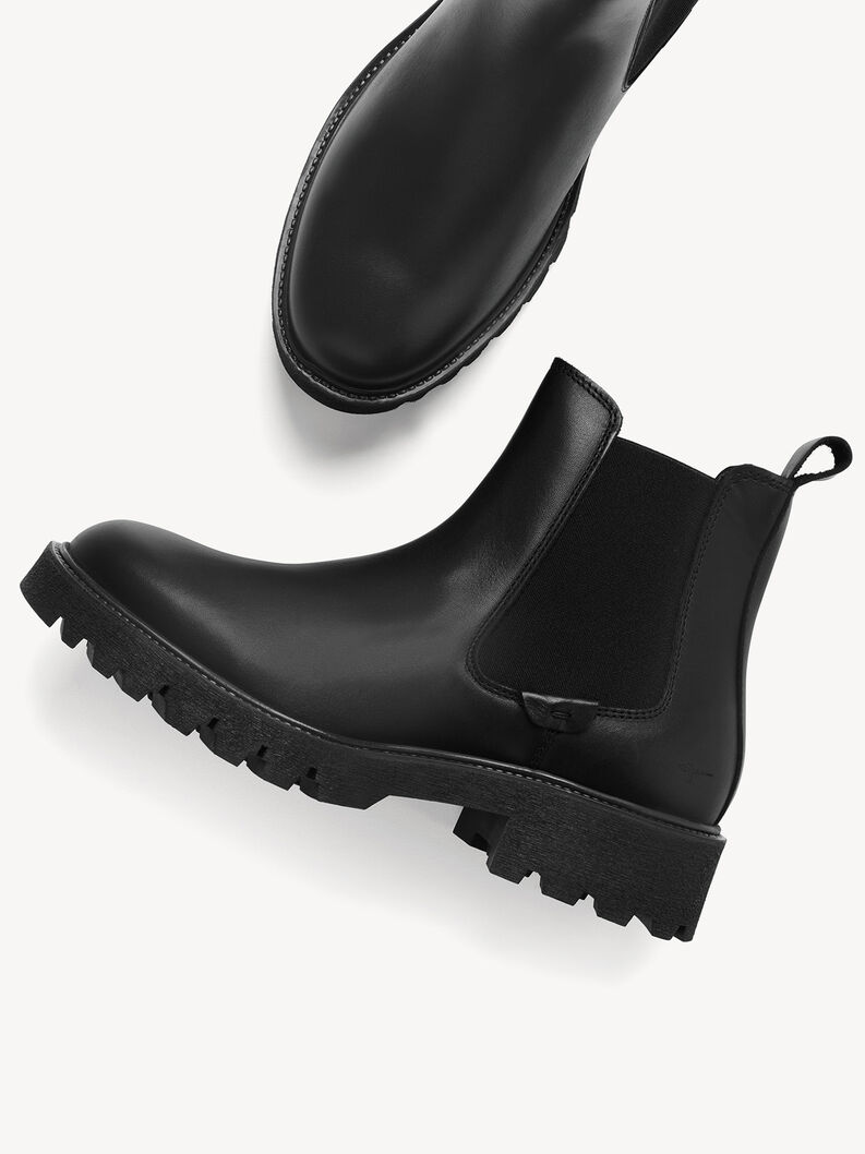 Bottine Chelsea en cuir - noir, BLACK, hi-res