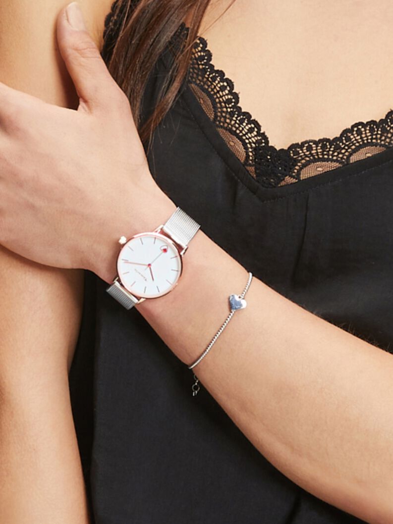 Montre - argent&eacute;s, rosegold mesh silver, hi-res