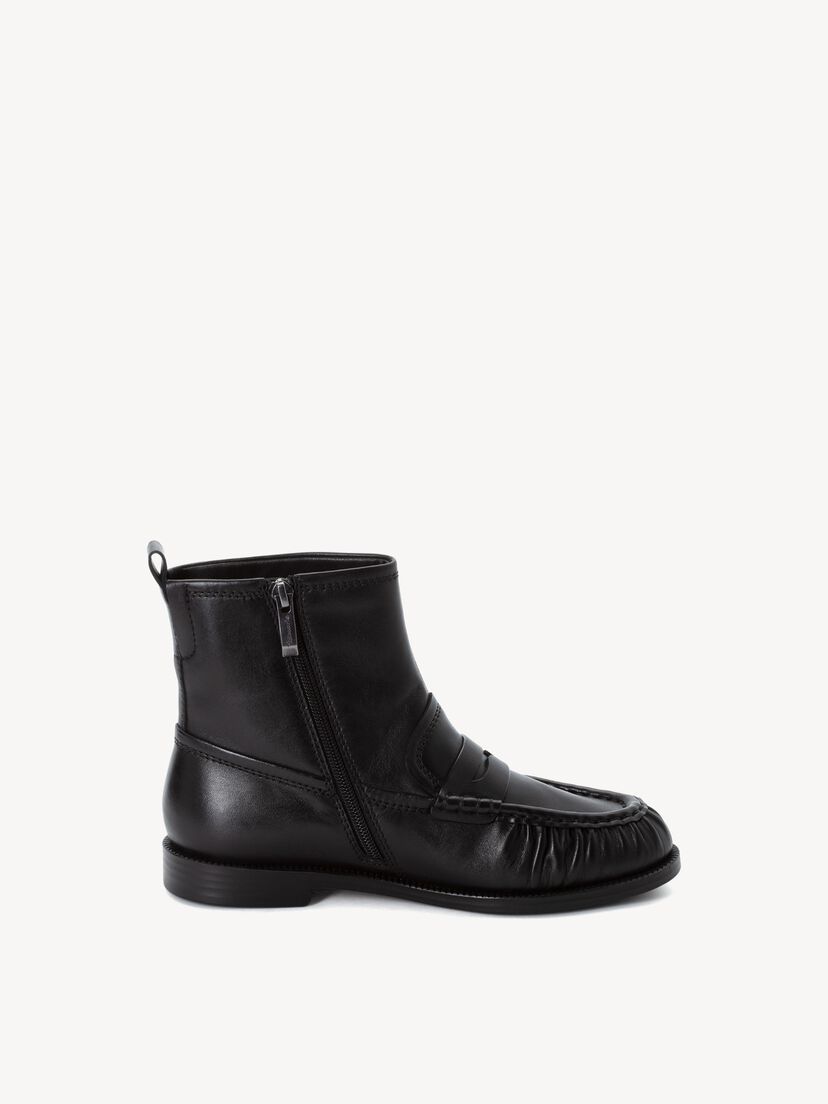 Leren Enkellaarsje - zwart, BLACK LEATHER, hi-res