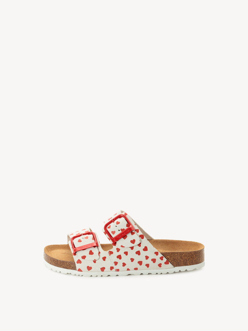Leren Slipper - wit, WHITE/RED, hi-res