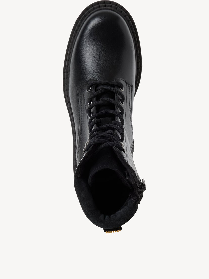 Leren Enkellaarsje - zwart, BLACK LEATHER, hi-res