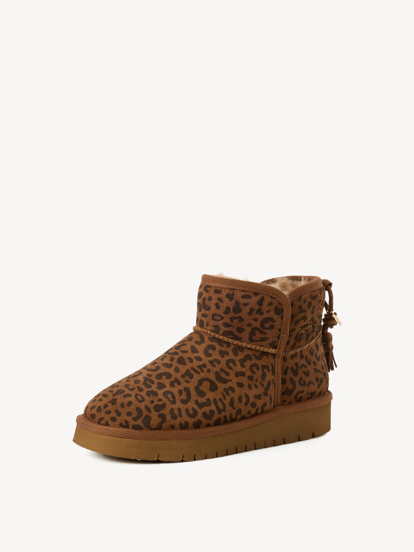 Leren Enkellaarsje - bruin warme voering, LEOPARD, hi-res