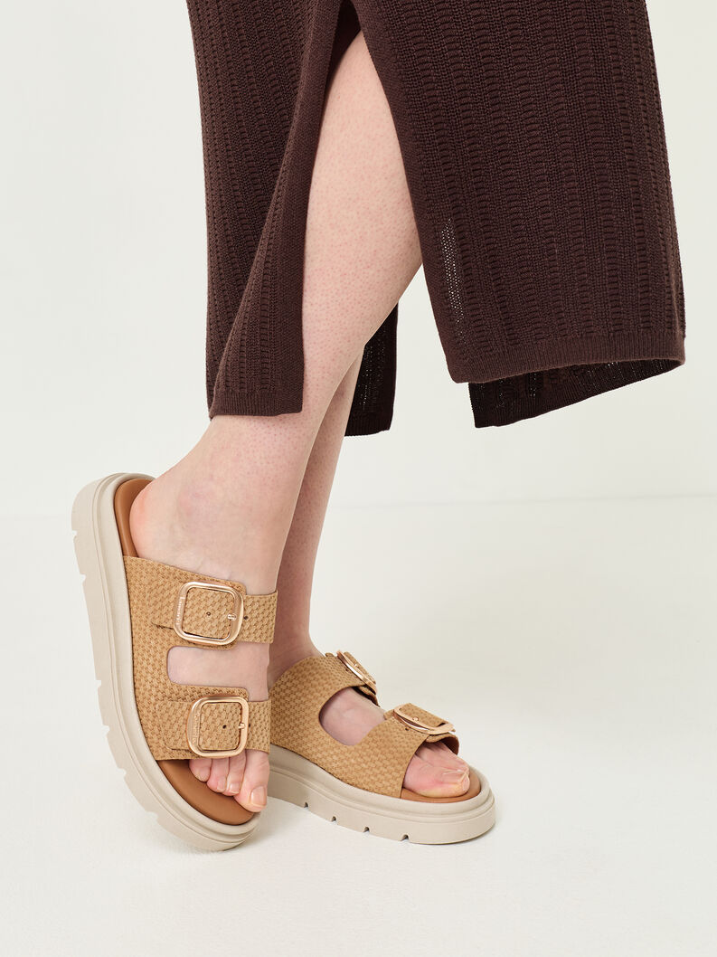 Leren Slipper - bruin, BROWN STRUCT., hi-res