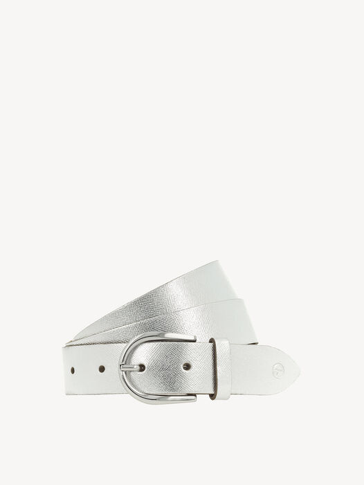 Leren riem, zilver, hi-res