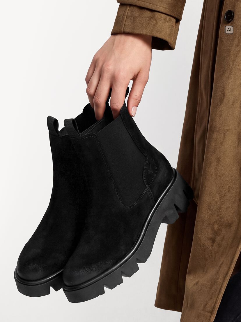 Leren Chelseaboot - zwart, BLACK, hi-res
