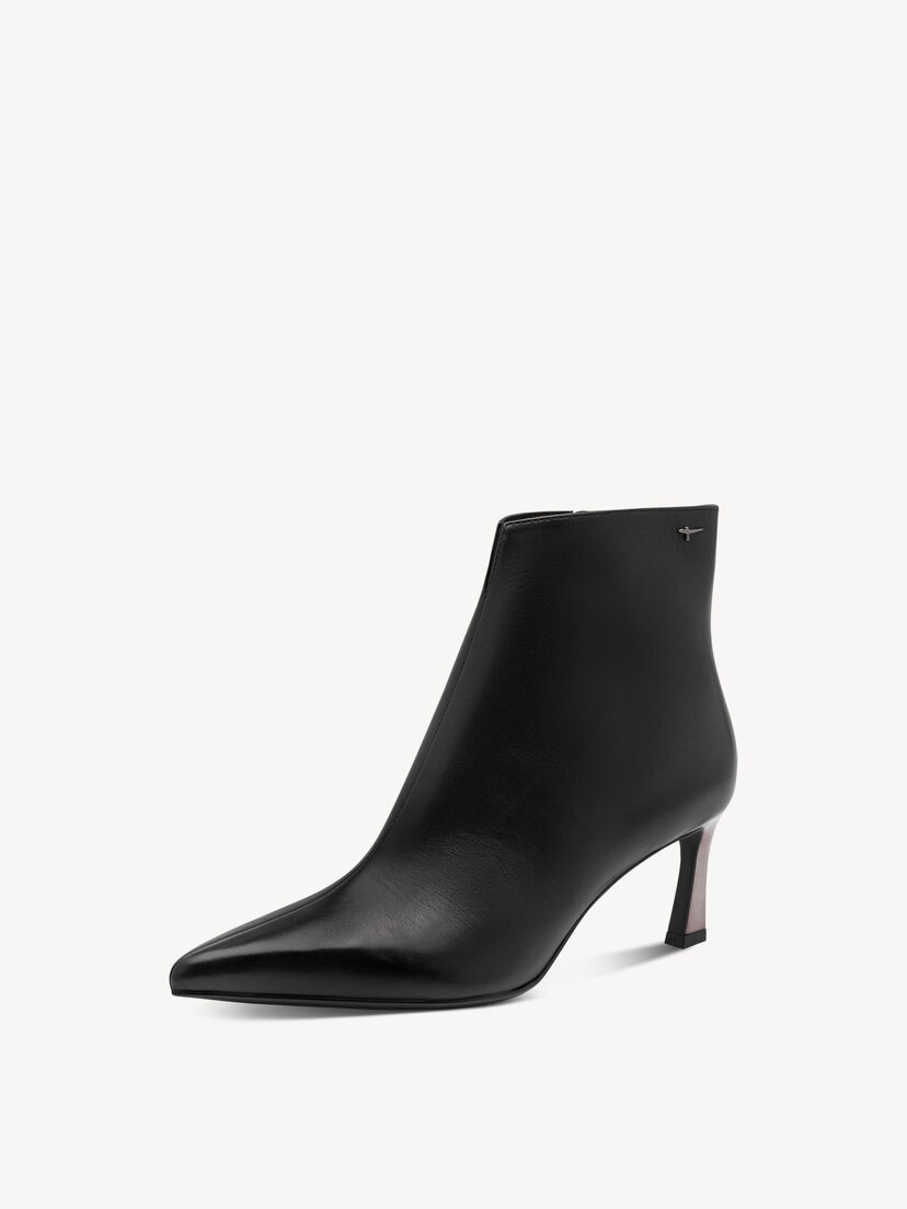 Leren Enkellaarsje - zwart, BLACK, hi-res