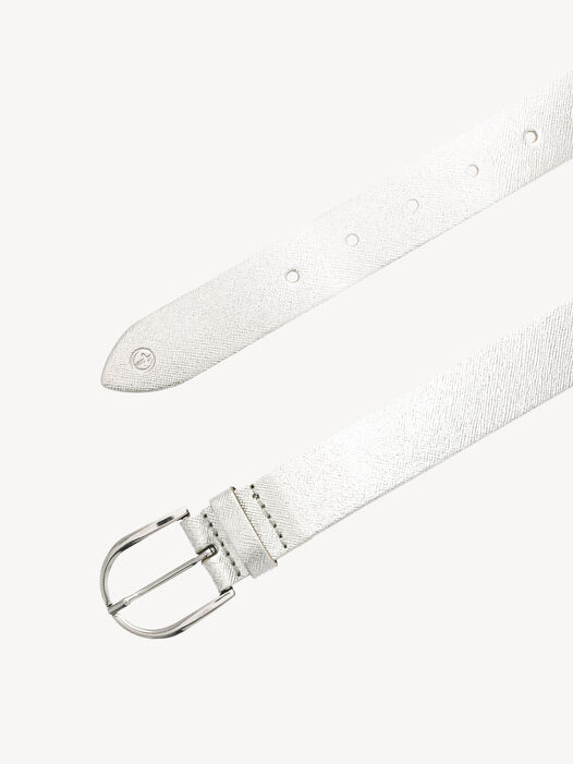 Leren riem, zilver, hi-res