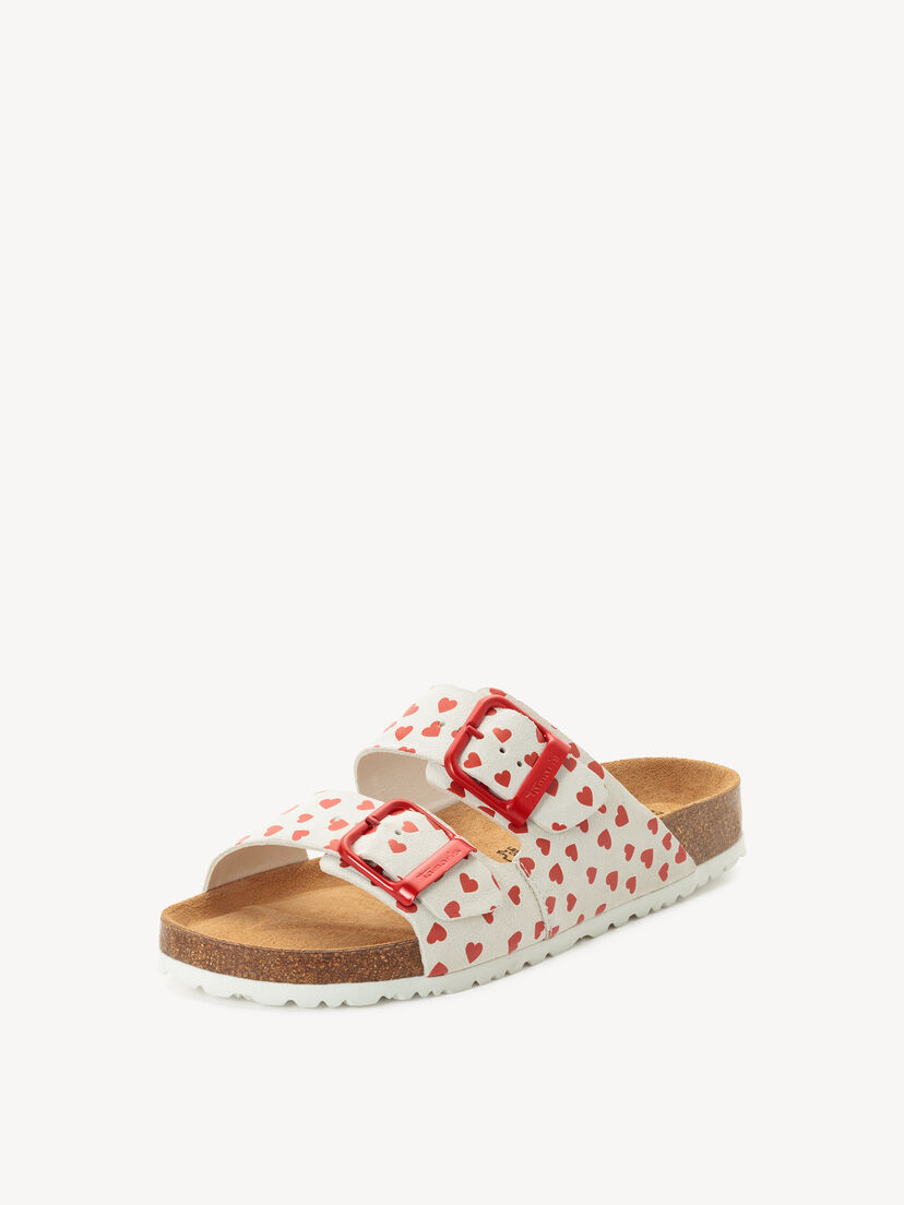 Leren Slipper - wit, WHITE/RED, hi-res