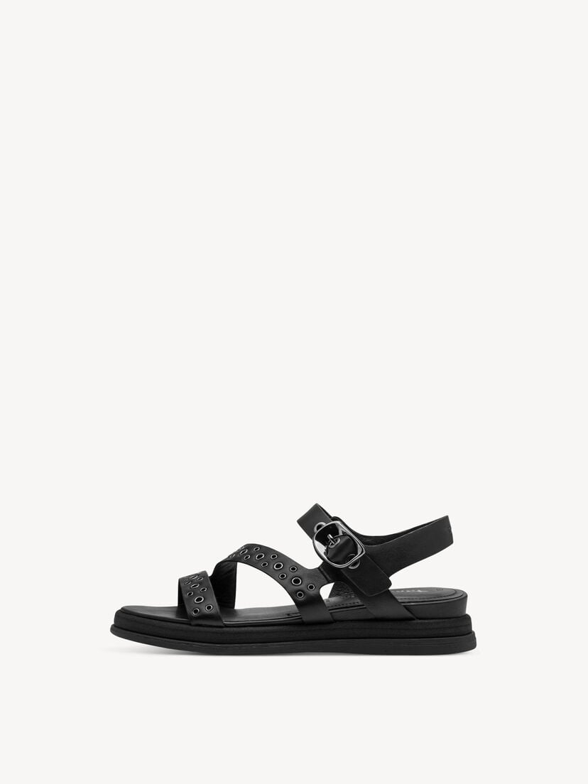 Leren Sandaaltje - zwart, BLACK LEATHER, hi-res