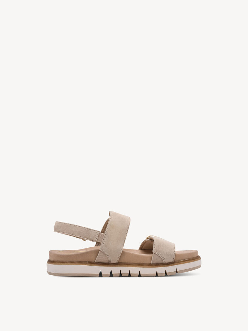 Leren Sandaal - bruin, BEIGE SUEDE, hi-res