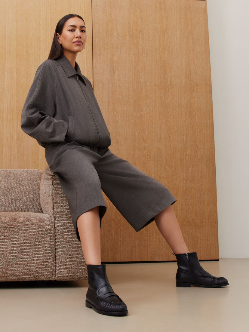 Leren Enkellaarsje - zwart, BLACK LEATHER, hi-res