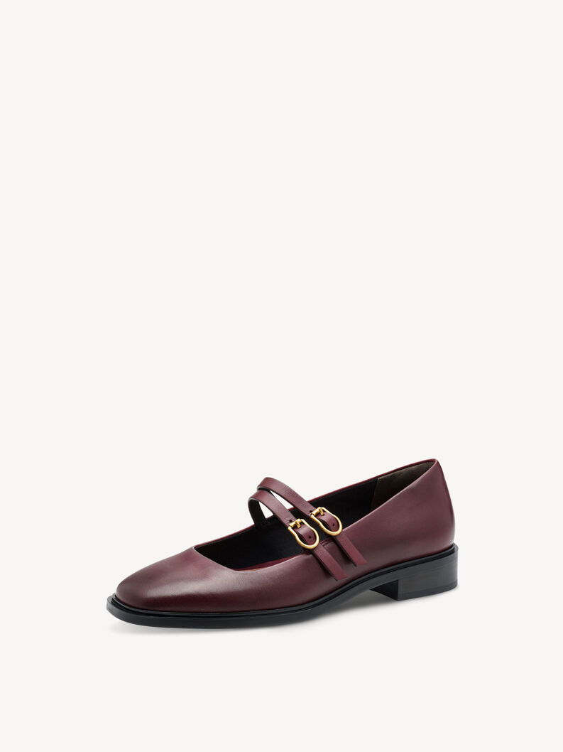 Ballerine en cuir - rouge, MERLOT, hi-res