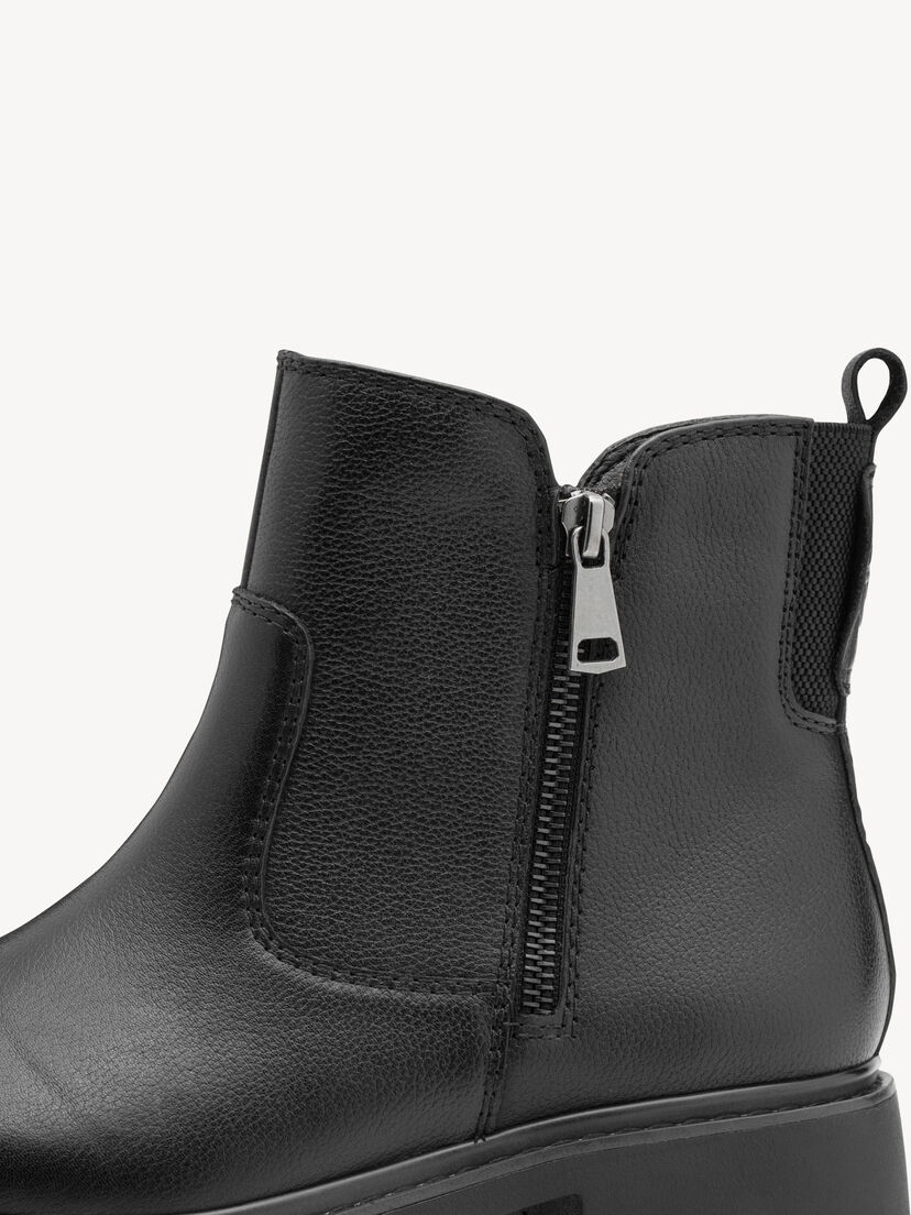 Leren Enkellaarsje - zwart, BLACK, hi-res