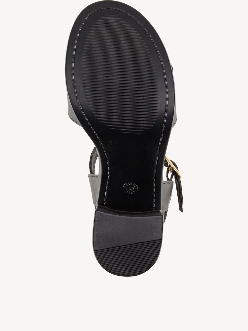 Leren Sandaaltje - zwart, BLACK LEATHER, hi-res