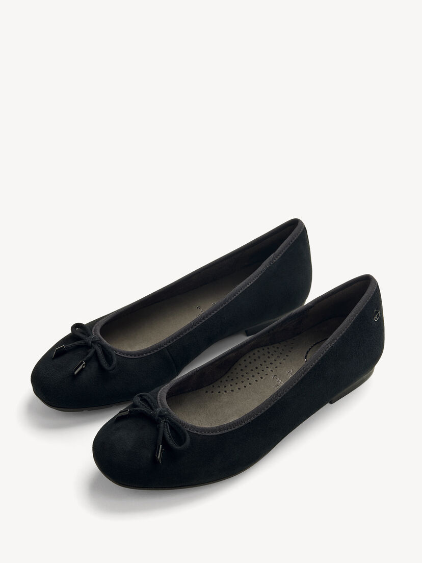 Leren Ballerina - zwart, BLACK SUEDE, hi-res