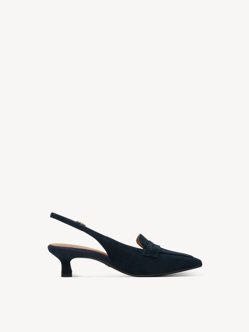 Leren Slingpumps - blauw, NAVY, hi-res