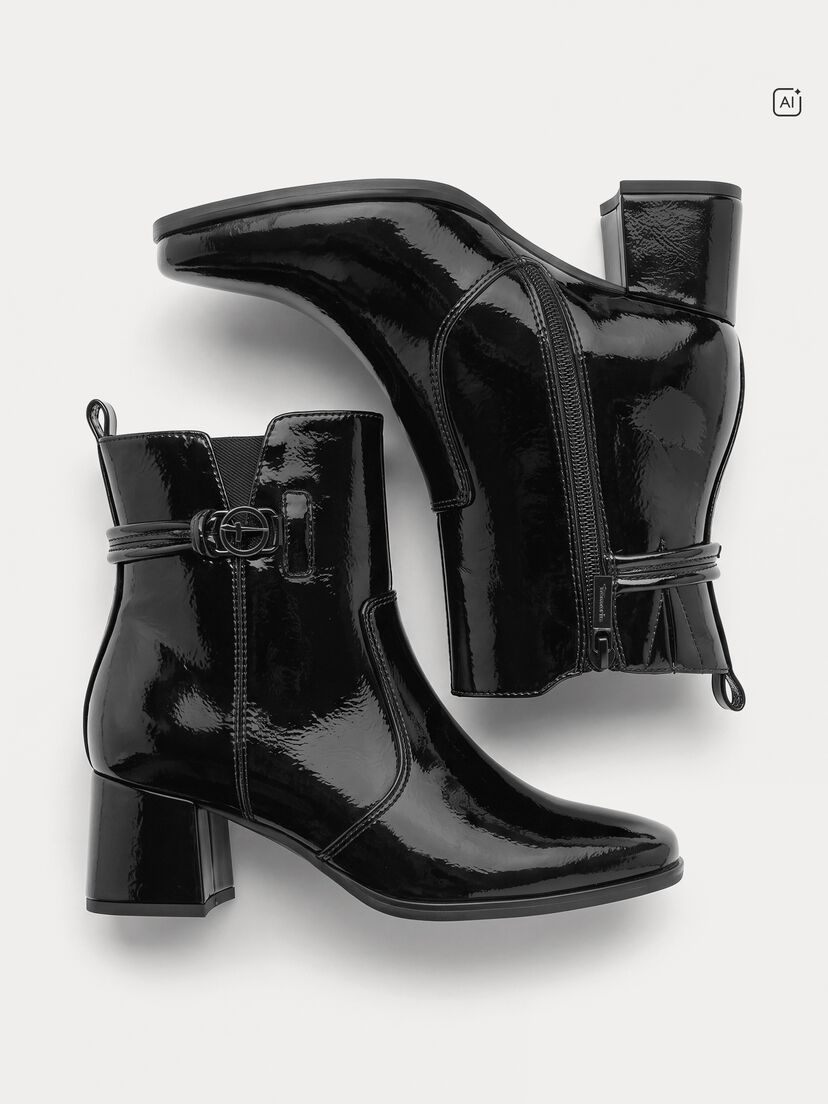 Enkellaarsje, BLACK PATENT, hi-res