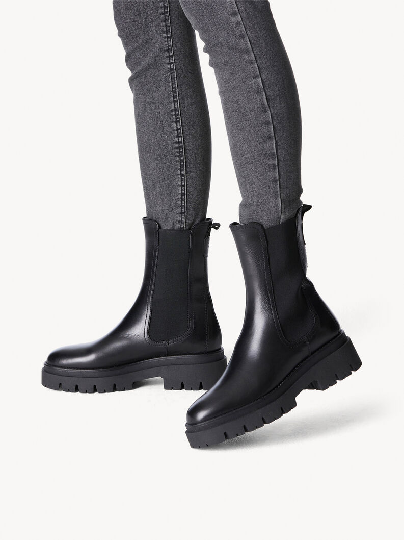 Bottine Chelsea en cuir - noir, BLACK, hi-res
