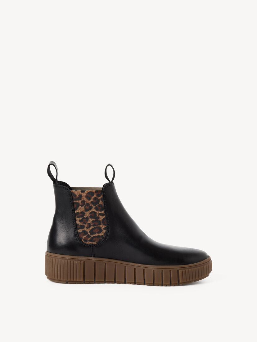 Leren Chelseaboot - zwart, BLACK/LEOPARD, hi-res