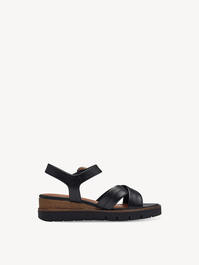 Leren Sandaaltje - zwart, BLACK LEATHER, hi-res