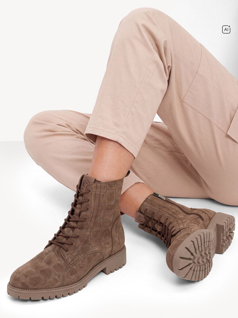 Leren Enkellaarsje - beige, TAUPE STRUCT., hi-res