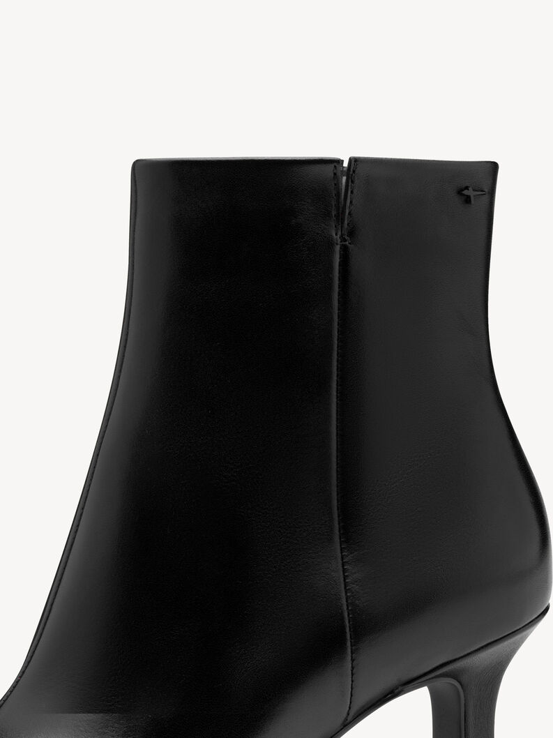 Leren Enkellaarsje - zwart, BLACK LEATHER, hi-res