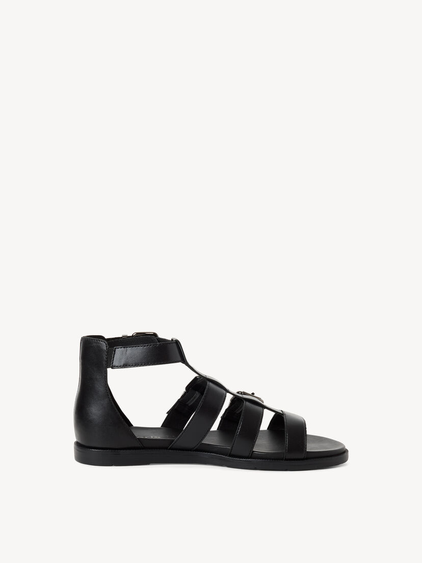 Leren Sandaal - zwart, BLACK, hi-res