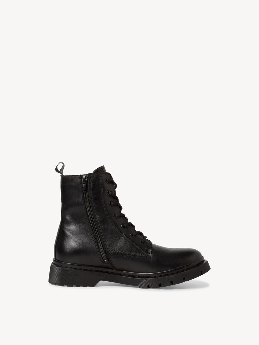 Leren Enkellaarsje - zwart, BLACK, hi-res