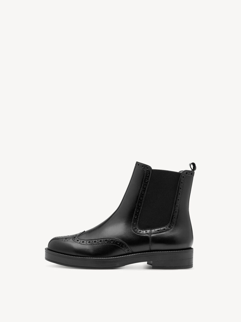 Leren Enkellaarsje - zwart, BLACK, hi-res