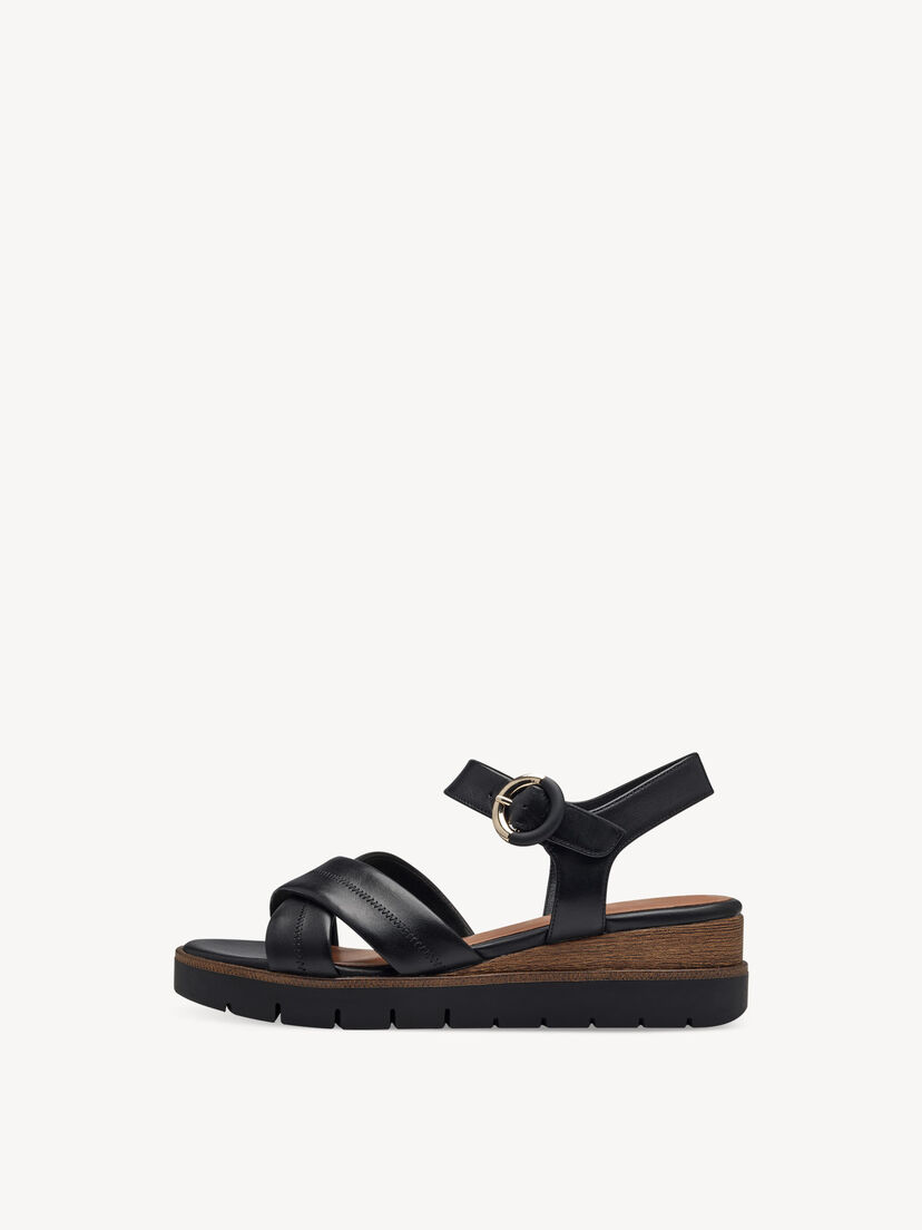 Leren Sandaaltje - zwart, BLACK LEATHER, hi-res