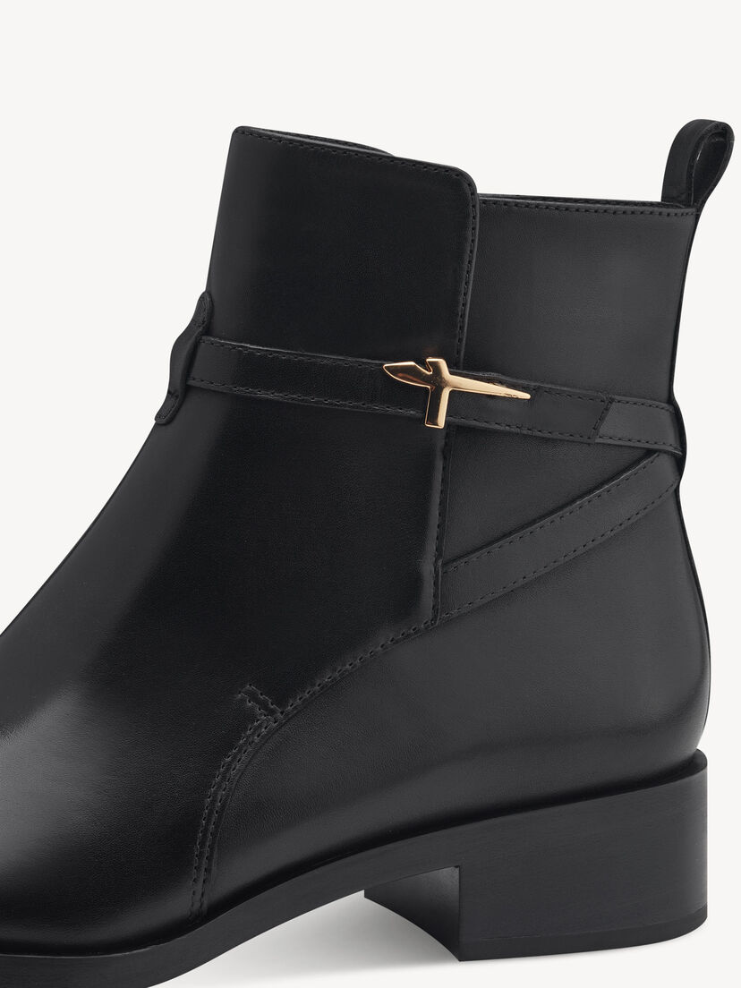 Leren Enkellaarsje - zwart, BLACK, hi-res