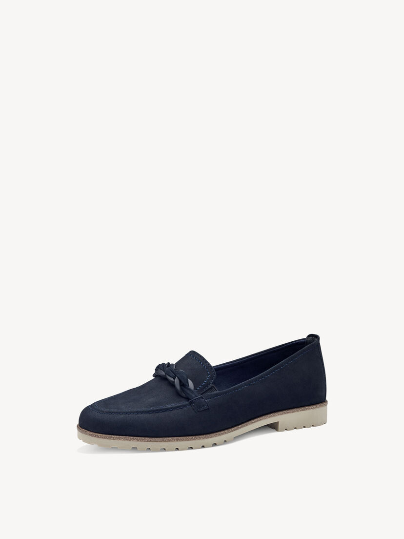 Leren Instappers - blauw, NAVY, hi-res