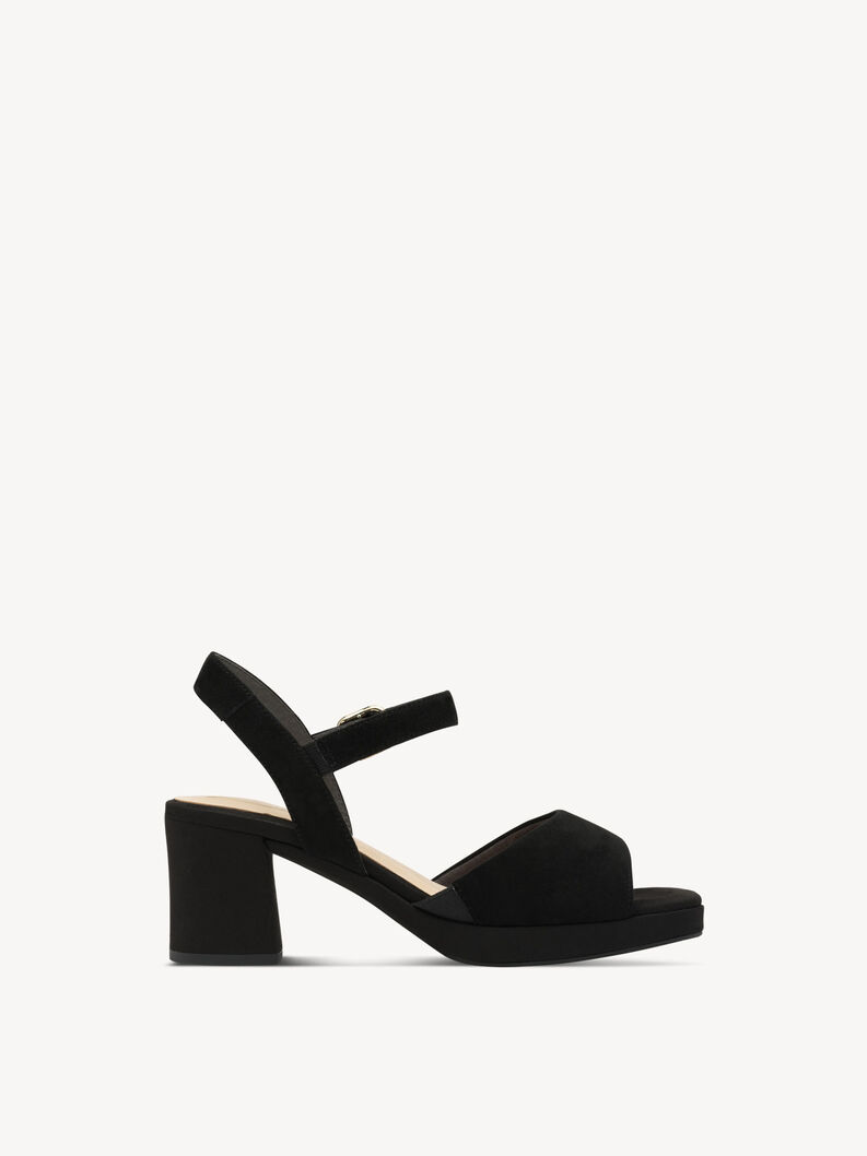 Sandale &agrave; talon en cuir - noir, BLACK SUEDE, hi-res