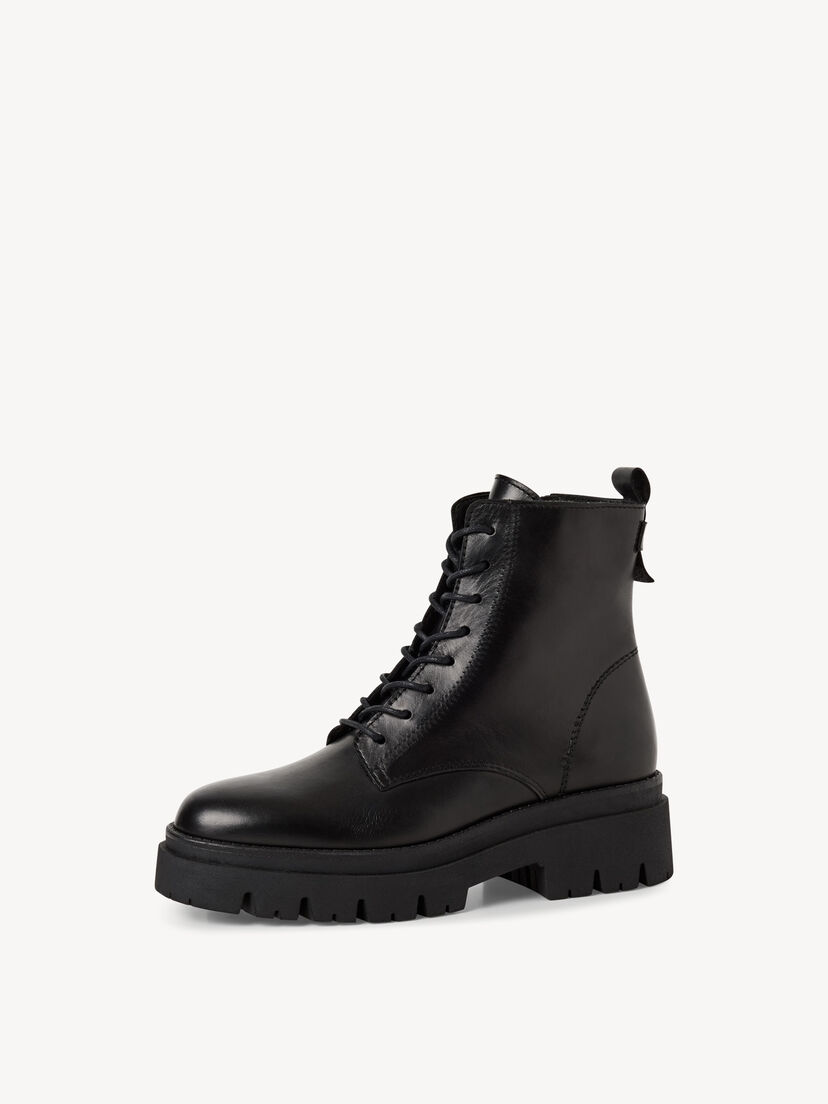 Leren Enkellaarsje - zwart, BLACK, hi-res