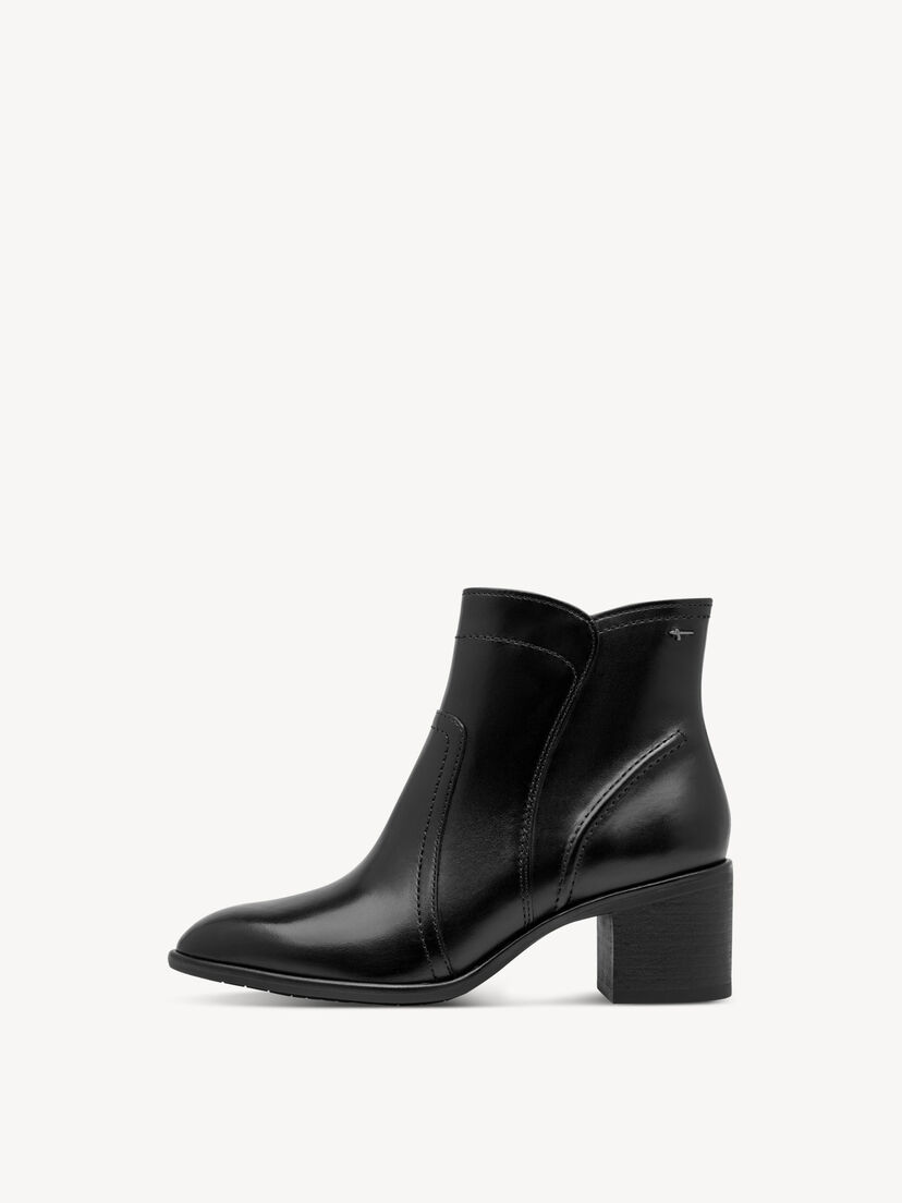 Leren Enkellaarsje - zwart, BLACK LEATHER, hi-res