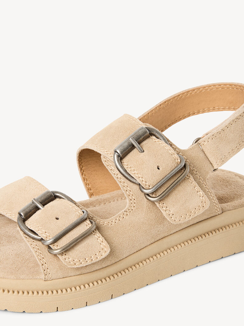 Ledersandalette - beige, BEIGE, hi-res