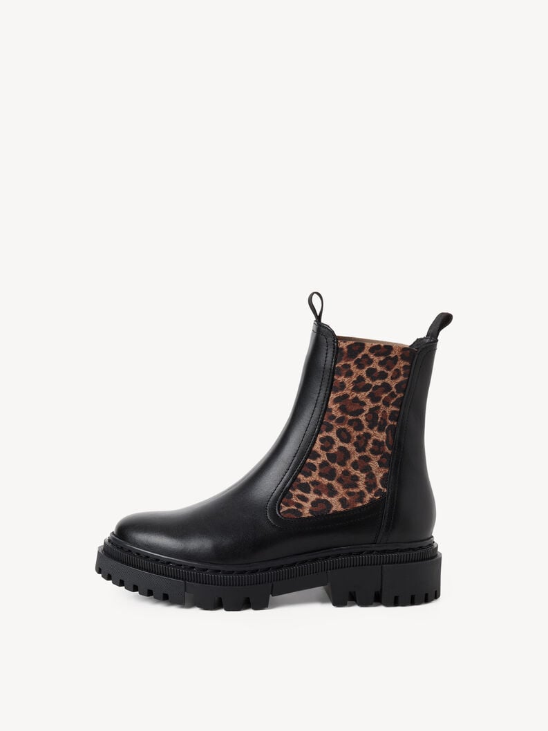 Bottine Chelsea en cuir - noir, BLACK/LEOPARD, hi-res