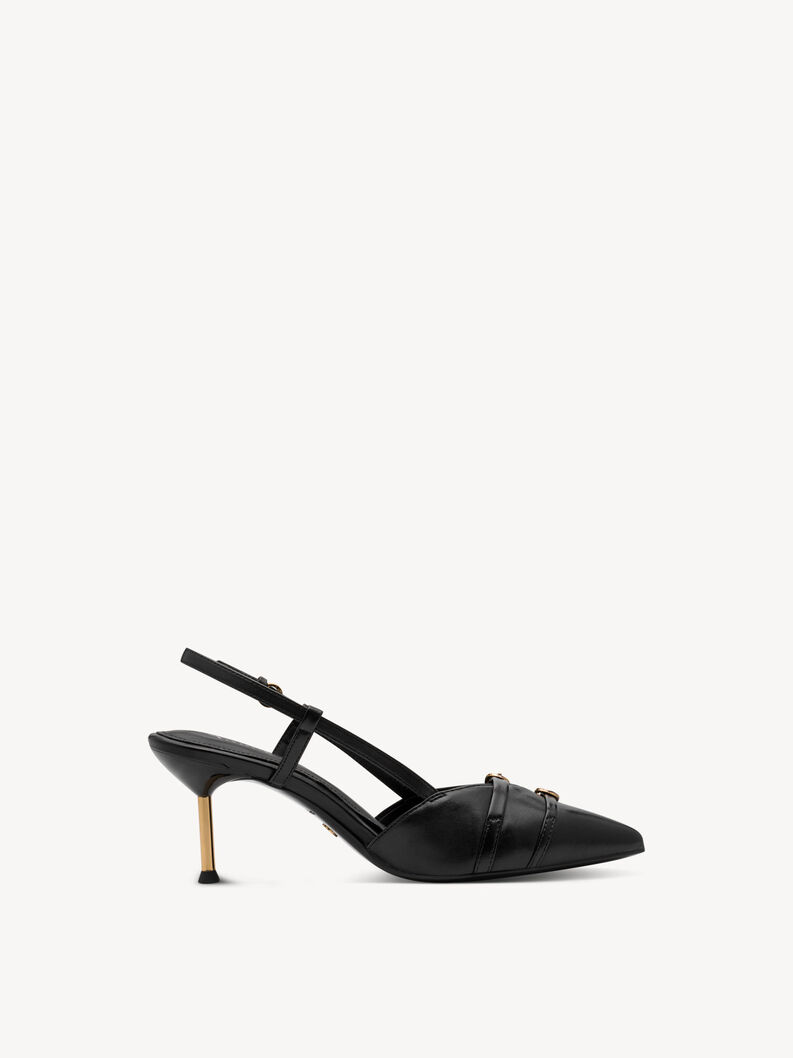 Lodičky s otevřenou patou - čern&aacute;, BLACK LEATHER, hi-res