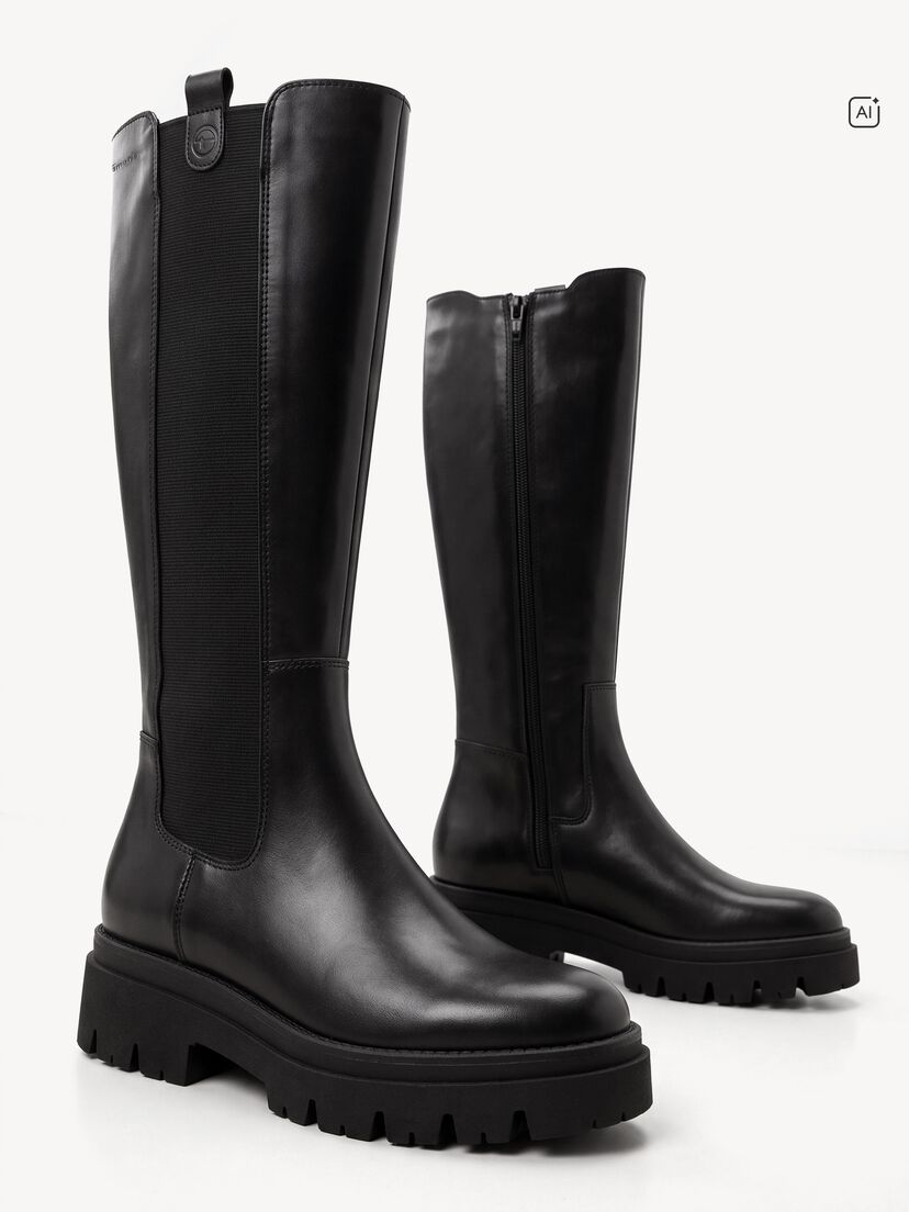 Leren Laarzen - zwart, BLACK, hi-res