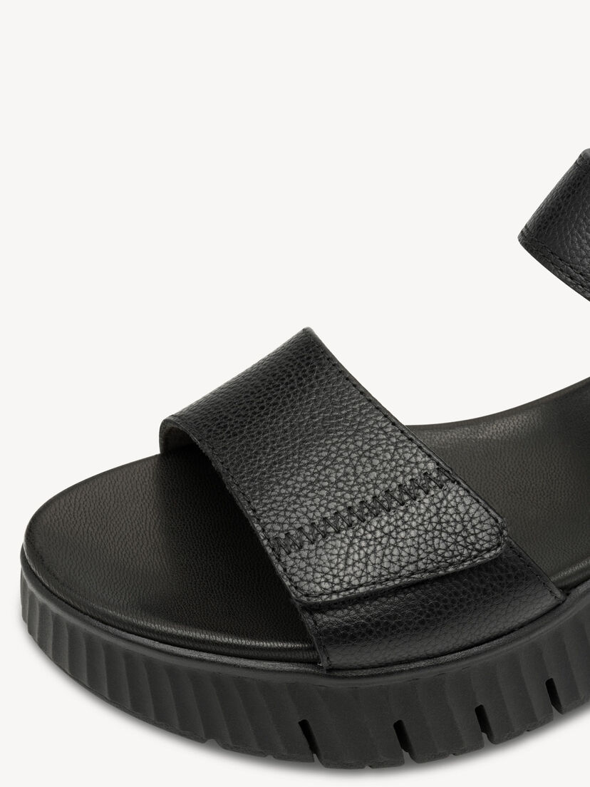 Leren Sandaaltje - zwart, BLACK, hi-res