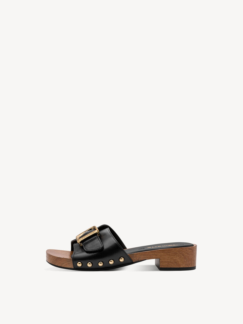 Leren Slipper - zwart, BLACK, hi-res