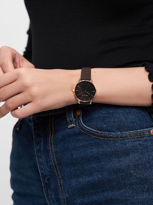 Orologio, ros&eacute;gold-glossy schwarz, hi-res
