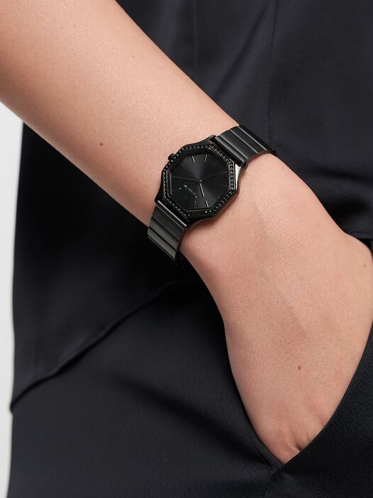 Horloge, schwarz-schwarz sunray, hi-res