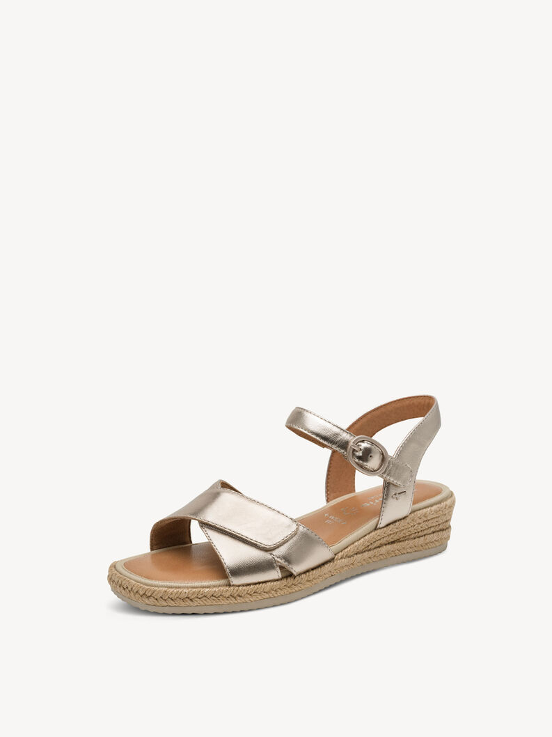 Leather Heeled sandal - metallic, LT GOLD, hi-res